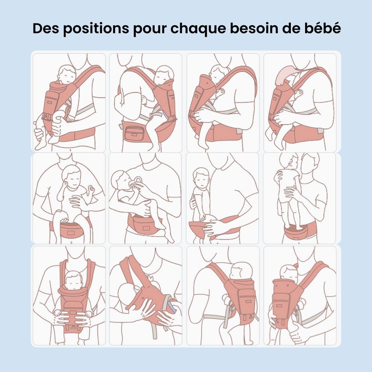 Plumii® – Porte-Bébé Ergonomique 8 en 1